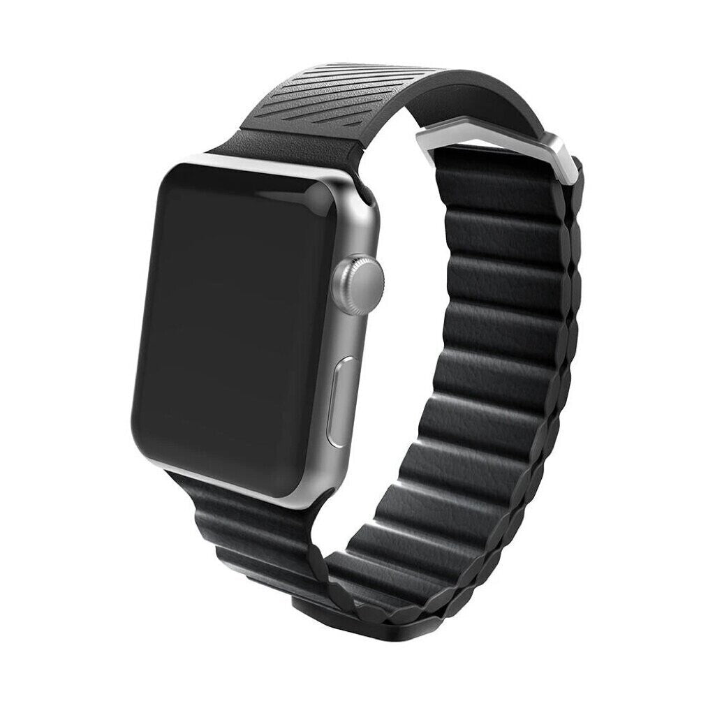 X-Doria Apple Watch Series 6/SE/5/4 (40mm/38mm) Leather Hybrid Band, Black