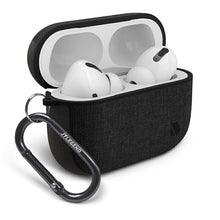 JTLegend AirPods Pro Amos Knitted Fabric Leather Case, Black Charcoal Grey