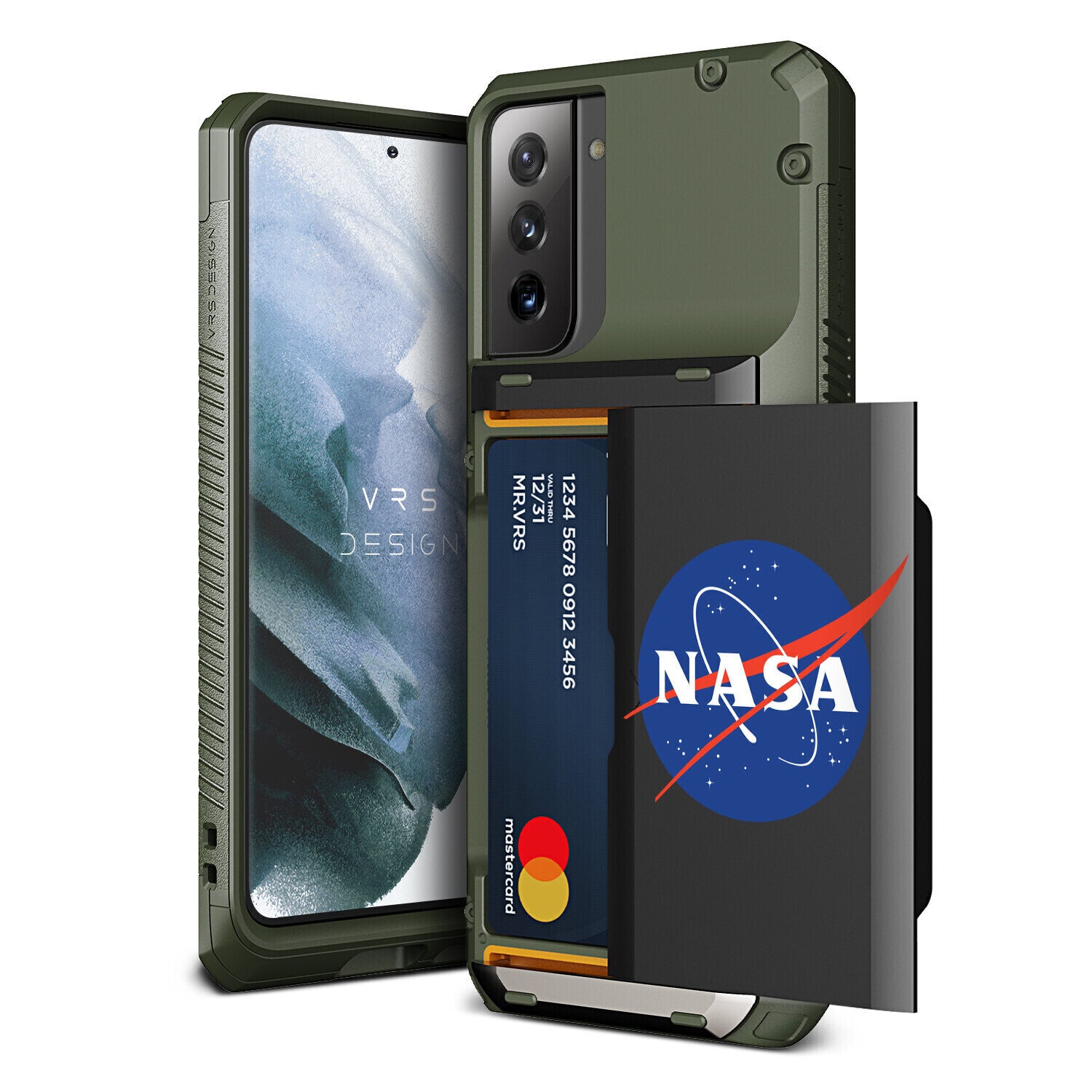 VRS Design Samsung Galaxy S21 5G Damda Glide Pro, Green/Nasa/Earth