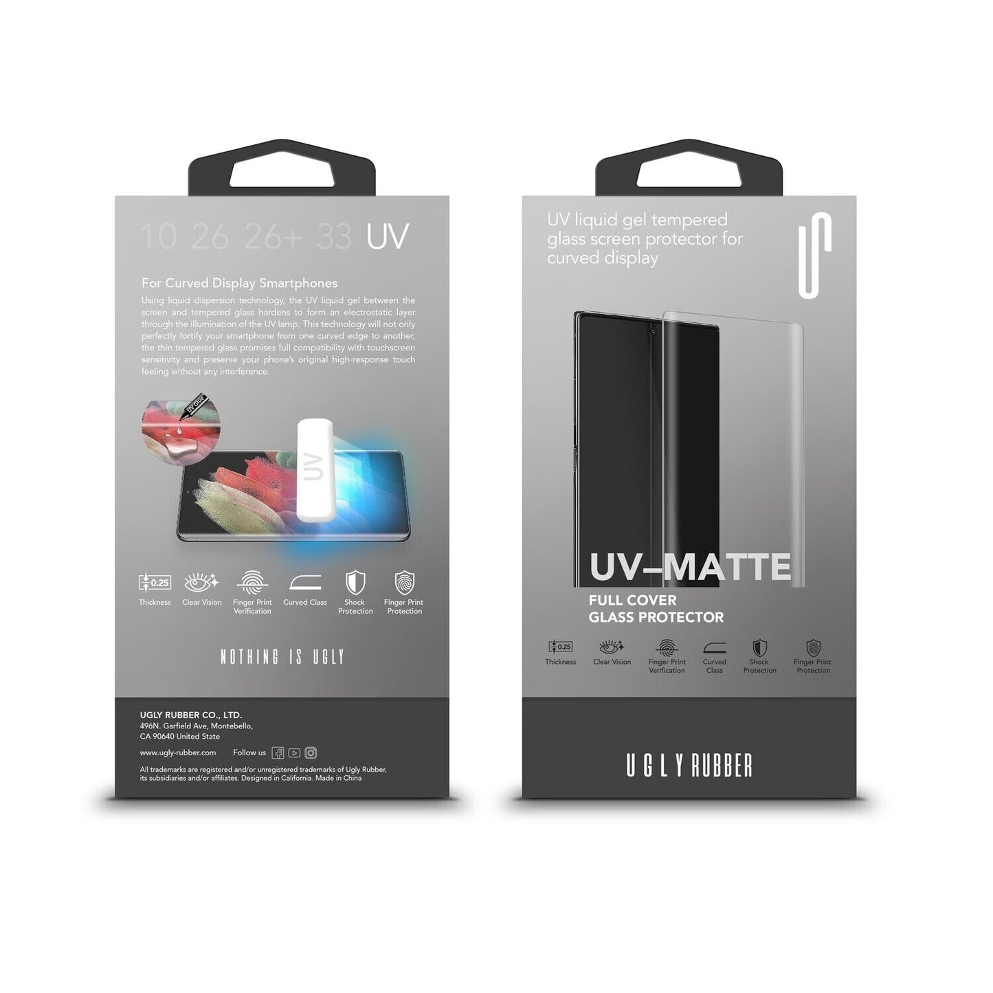 Ugly Rubber Samsung Galaxy S10 UV Liquid Gel Tempered Glass, Matte