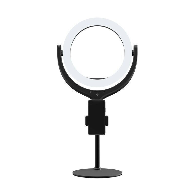 Devia Live Streaming Desktop Stand with LED Ring Light, Black (8", 40cm)