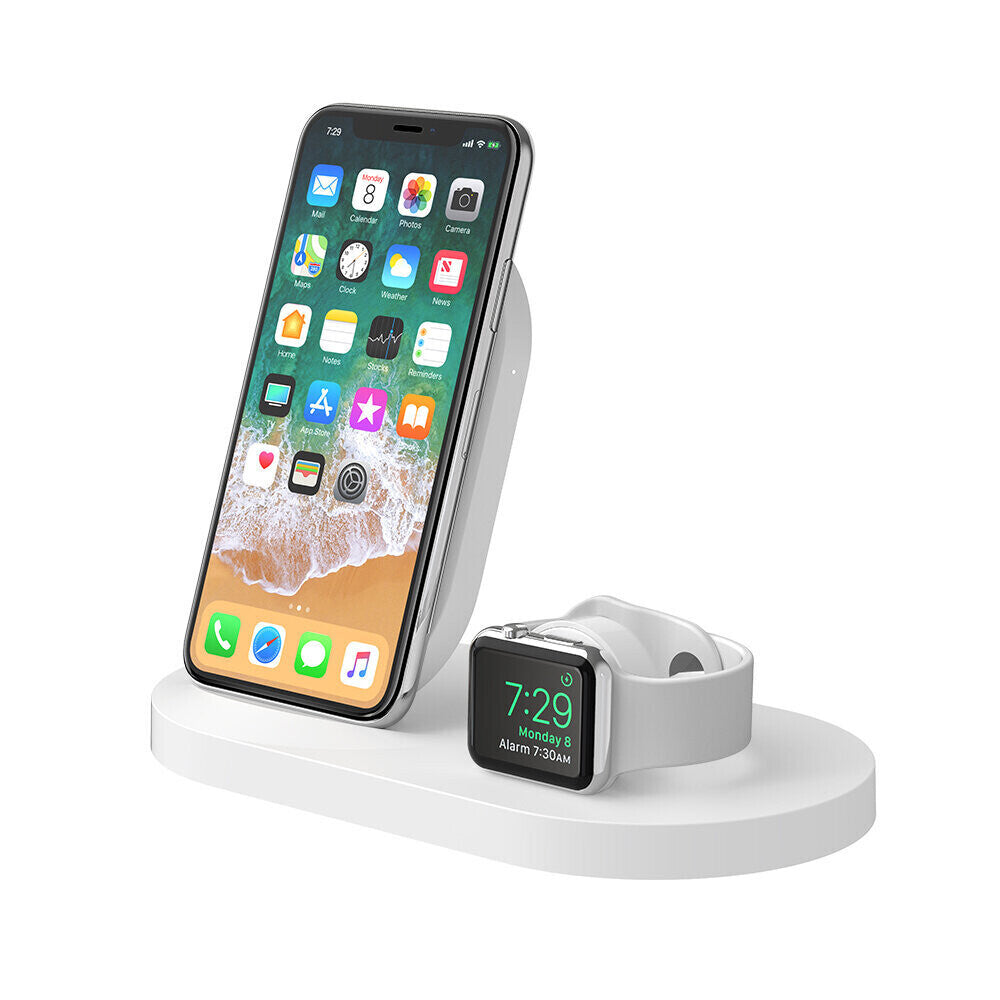 Belkin Boostup iPhone + Apple Watch + USB-A Port Wireless Charging Dock, White