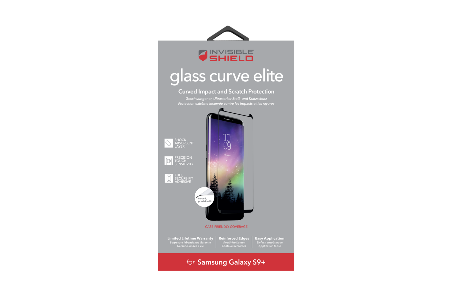 ZAGG InvisibleShield Glass Curve Elite Samsung Galaxy S9 Plus, Case Friendly Scr