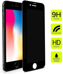 Vouni iPhone 8 Tempered Glass (Asahi), Full Privacy Black (0.26mm)