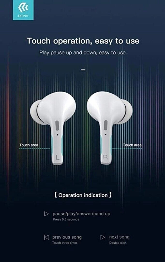 Devia TWS Wireless Earphone Joy A5, White