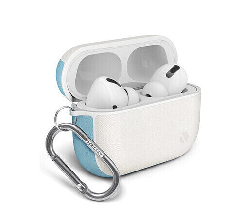 JTLegend AirPods Pro Amos Knitted Fabric Leather Case, White Sky Blue