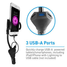 Macally Mount Car Phone Holder with 3-Port USB Charger (MCLA3U)