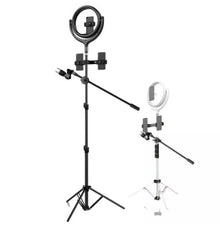 Devia Live Streaming Tripod Stand with LED Ring Light, Black (12", 1.7m)