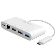 Macally USB-C 3.1 To USB-A 3.1 3-Port Hub with USB-C 3.1 Charging / Ethernet Por