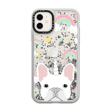 Casetify iPhone 11 Glitter Case, Monochrome Silver French Bulldog Unicorn