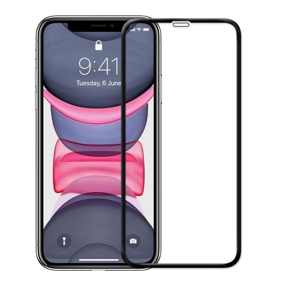 Comma iPhone 11 Pro Max/ Xs Max Tempered Glass, Full Screen Case Friendly Black