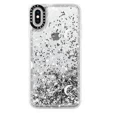 Casetify iPhone Xs Max Glitter Case, Monochrome Silver Sun Moon Stars White Gala