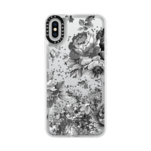 Casetify iPhone Xs Max Glitter Case, Monochrome Silver Black Floral Amour