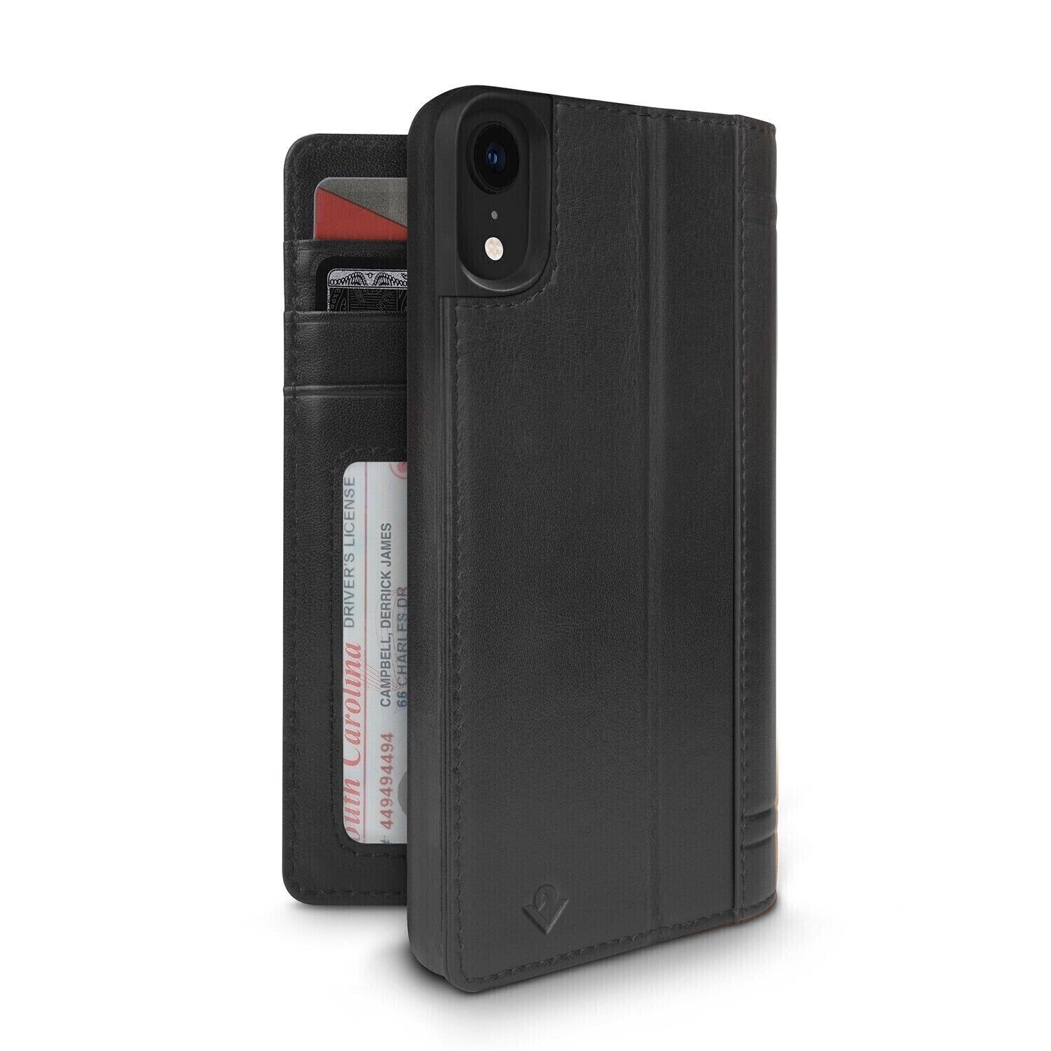 Twelve South iPhone XR Journal Leather Wallet Case, Black