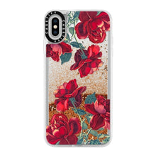 Casetify iPhone Xs Max Glitter Case, Gold Chrome Red Roses (Transparent)