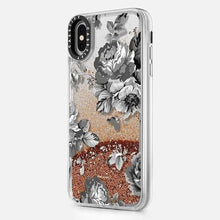 Casetify iPhone Xs Glitter Case, Gold Chrome Red Roses (Transparent)