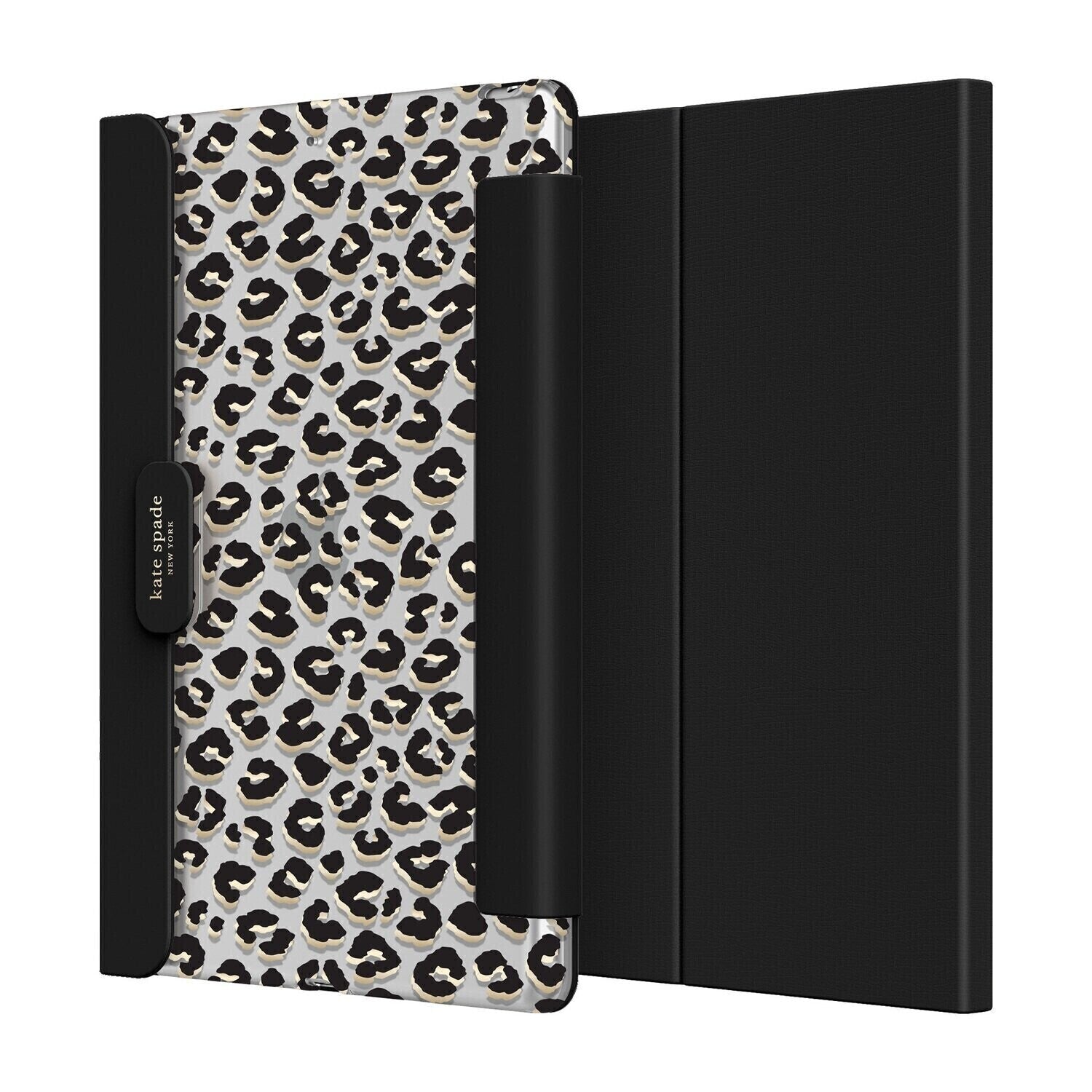 KSNY iPad 7/8/9 10.2&quot; Protective Folio, Leopard Black/Gold Foil/Clear/Black