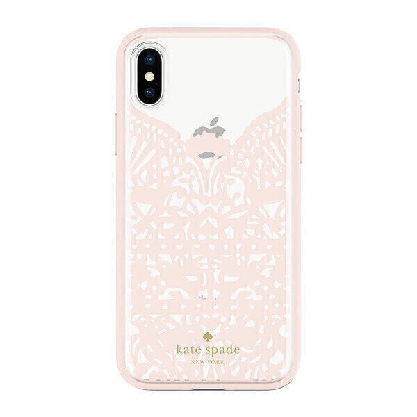 Kate Spade New York iPhone X New York Lace Cage Case, Lace Hummingbird Blush/Cle