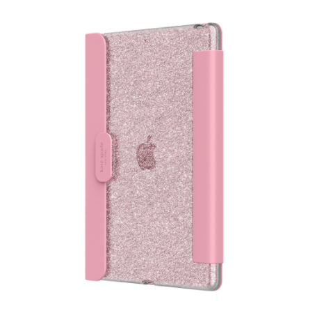 KSNY iPad 7/8/9 10.2&quot; Protective Folio, Rose Gold Glitter/Rococo Pink Lambs