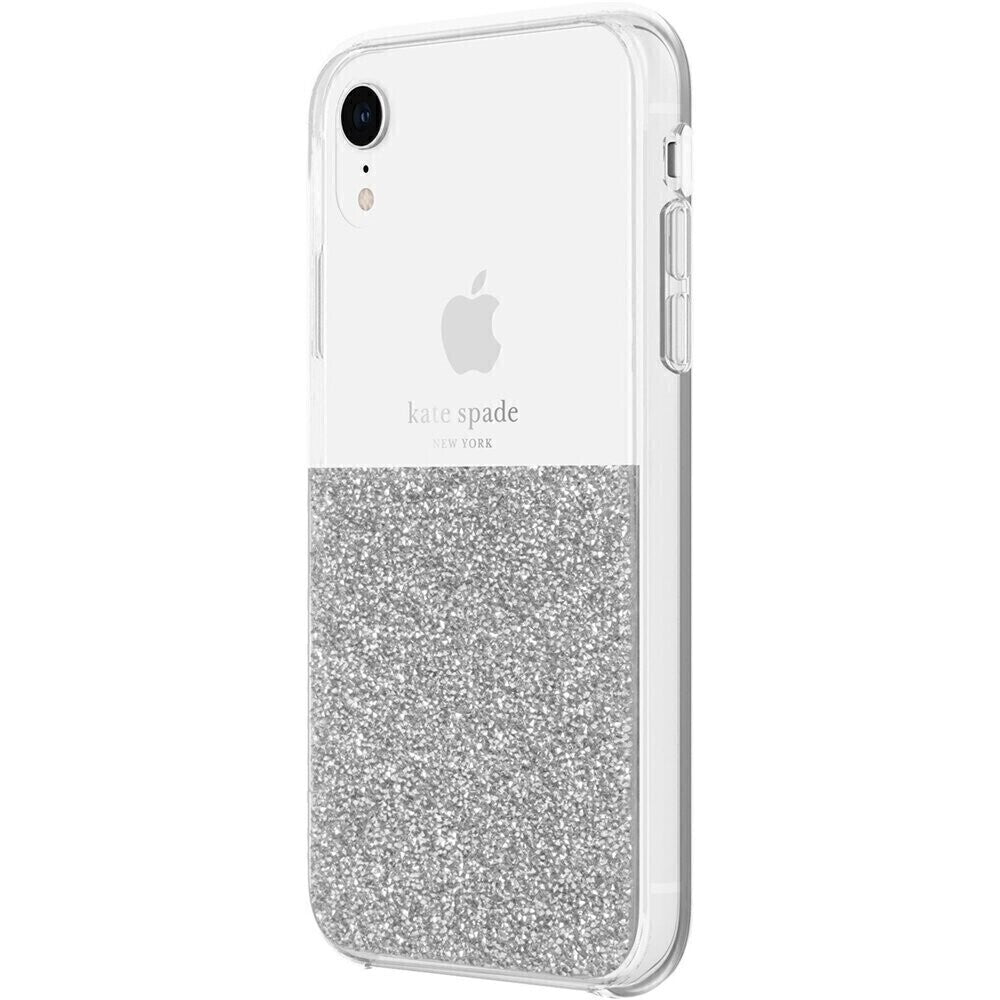 Kate Spade New York iPhone XR Half Clear Crystal Case, Silver