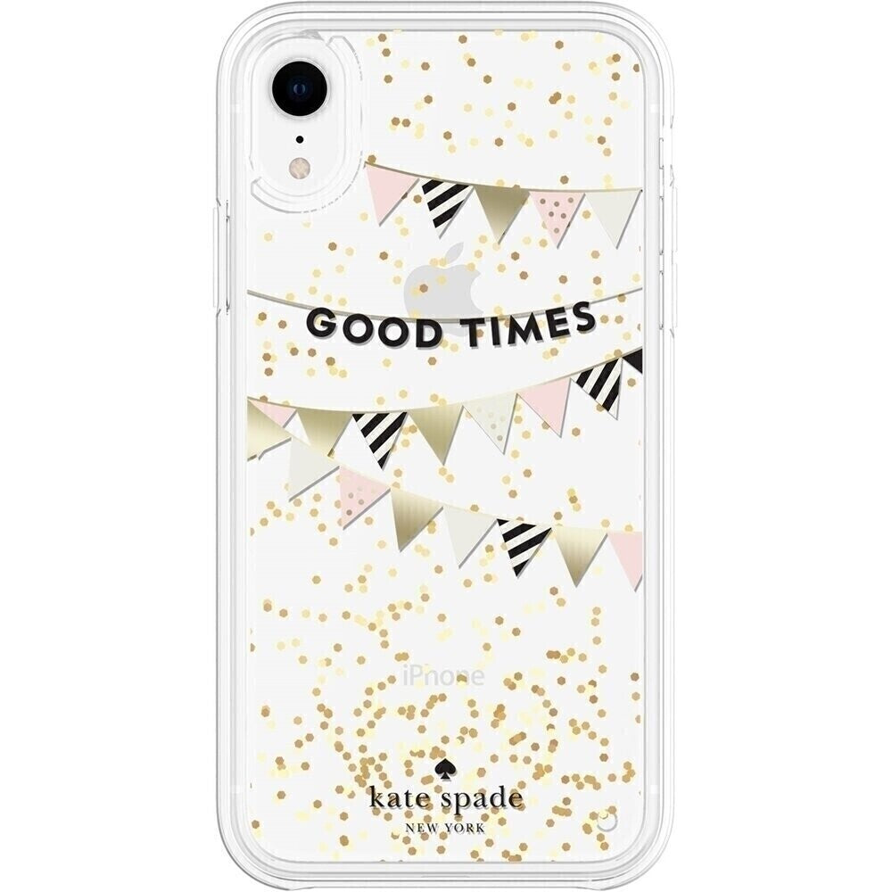 KSNY iPhone XR Liquid Glitter Case, Good Times Gold Foil/Cream/Black/Gold Glitte