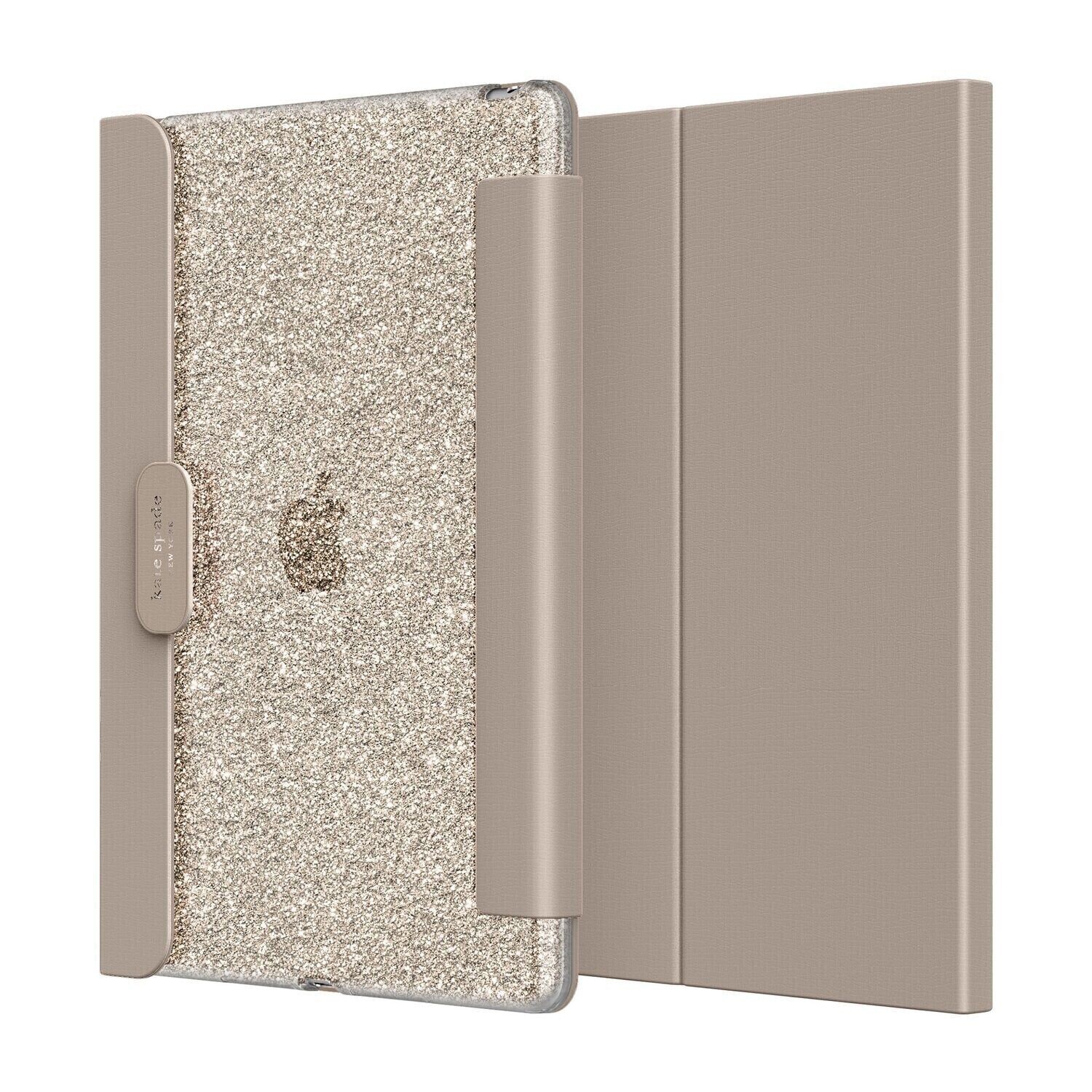 KSNY iPad 7/8/9 10.2&quot; Protective Folio, Gold Glitter/Warm Beige Lambskin/Wa