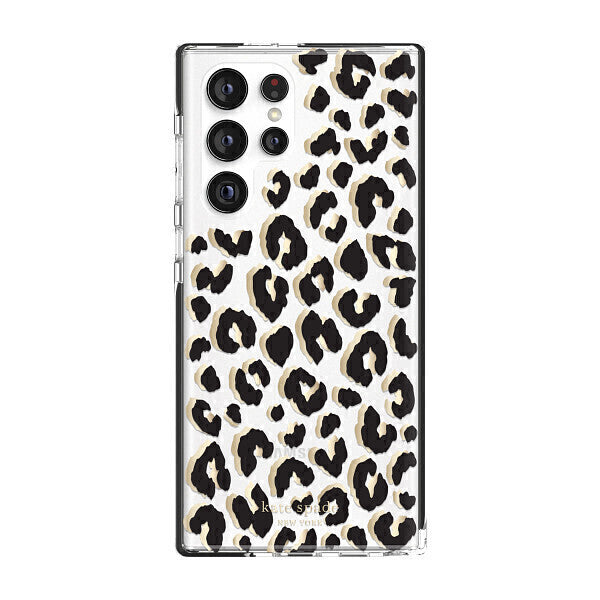 KSNY Samsung Galaxy S22 Ultra 5G Defensive Hardshell, City Leopard Black/Gold Fo