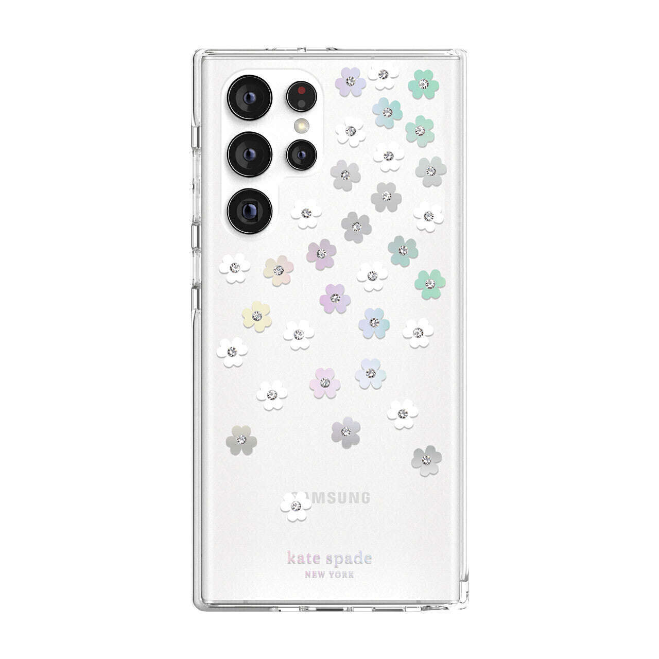 KSNY Samsung Galaxy S22 Ultra 5G Defensive Hardshell, Scattered Flowers/Iridesce