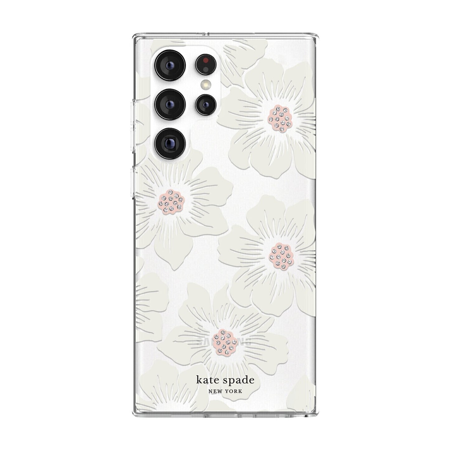 KSNY Samsung Galaxy S22 Ultra 5G Defensive Hardshell, Hollyhock Floral Clear/Cre