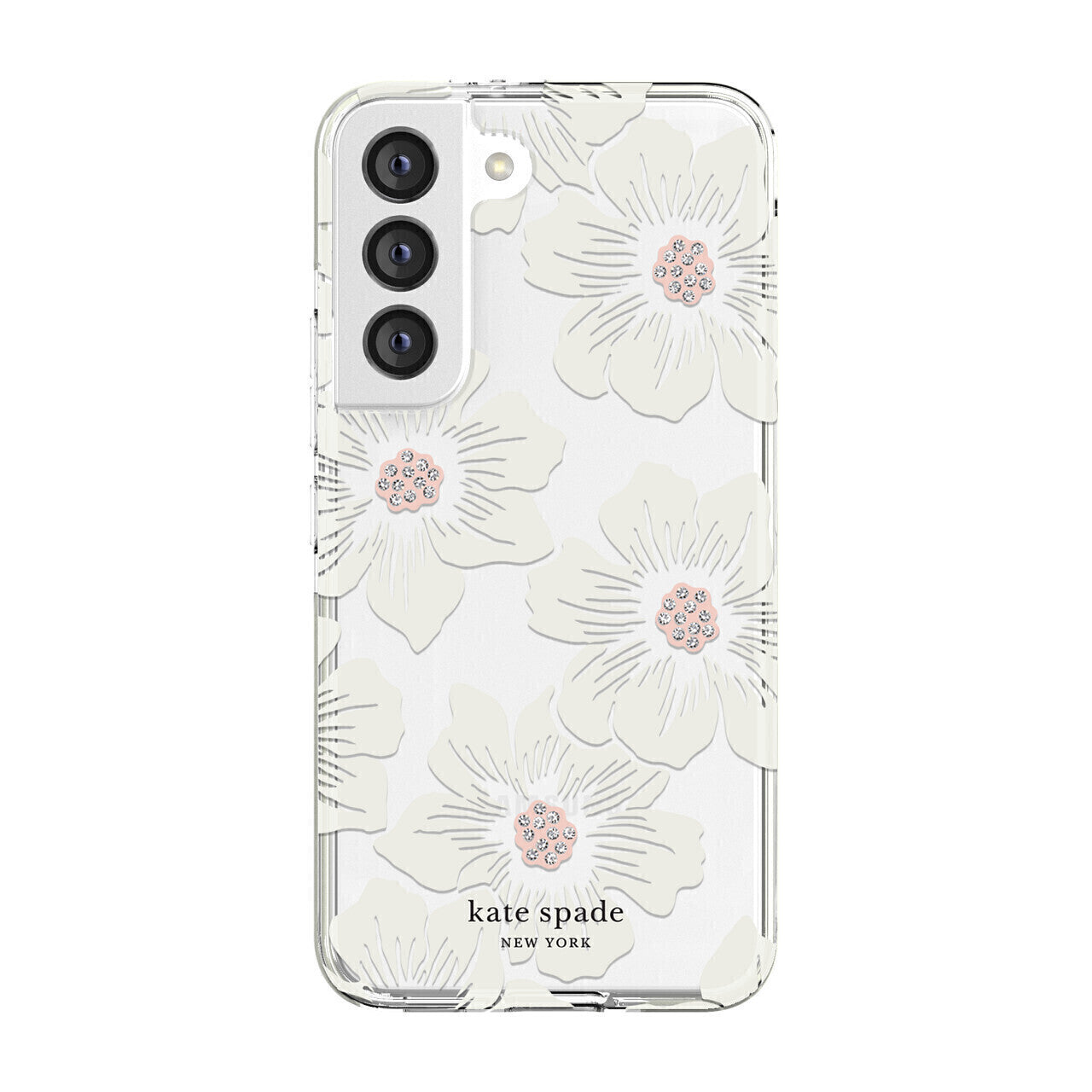 KSNY Samsung Galaxy S22 5G Defensive Hardshell, Hollyhock Floral Clear/Cream wit