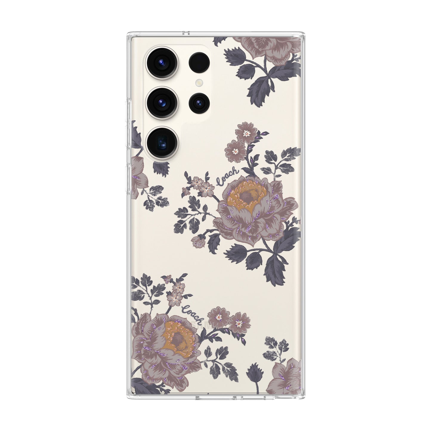 Coach Samsung Galaxy S23 Ultra Protective Case, Moody Floral/Purple/Multi/Clear/