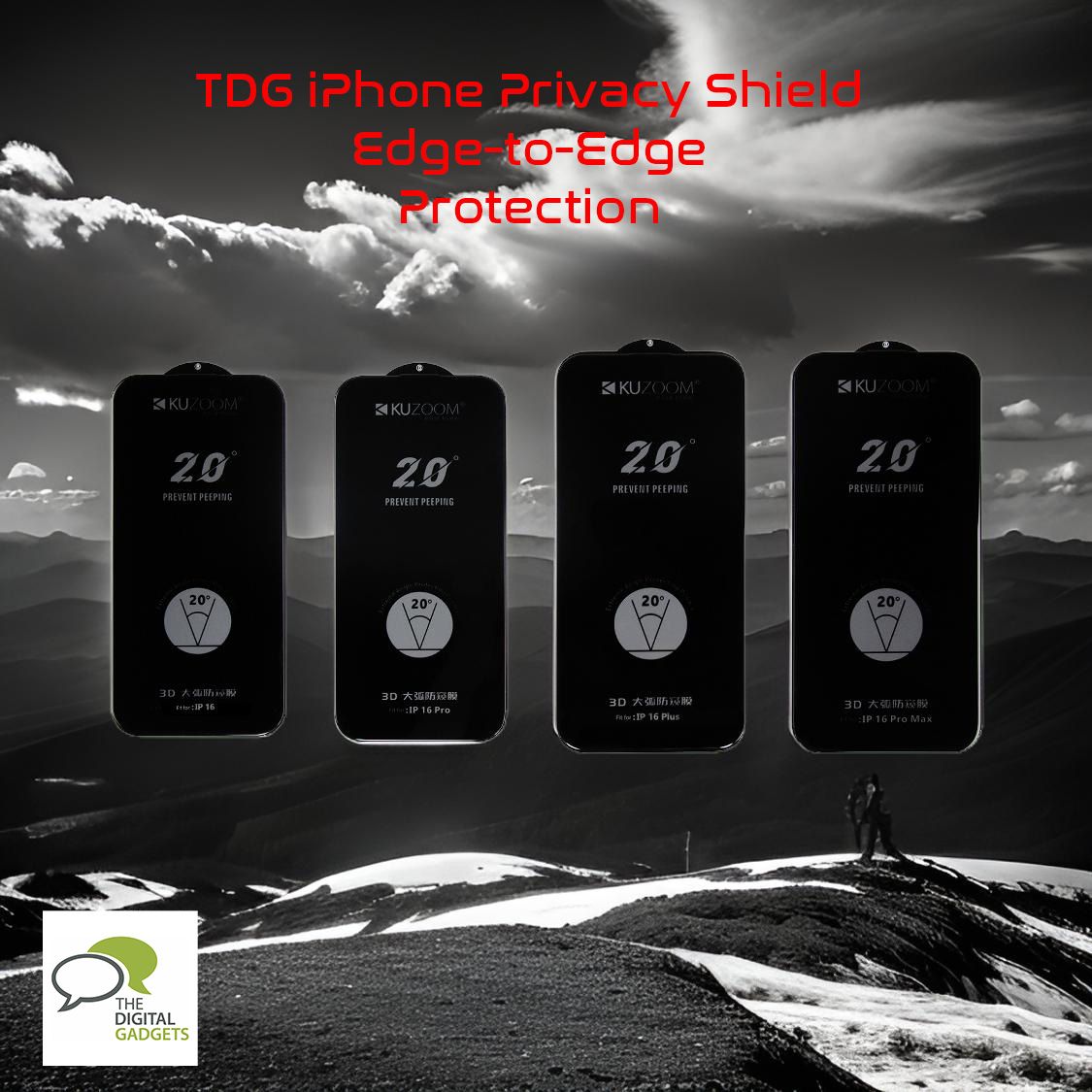 TDG iPhone 16 Pro Max Tempered Glass Full Screen, Privacy