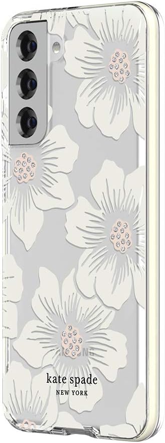 Kate Spade New York Samsung Galaxy S23 Protective Hardshell Case, Hollyhock Floral Clear/Cream