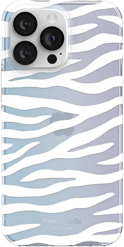 Kate Spade New York iPhone 14 Pro Max Protective Hardshell, White Zebra/Iridesce