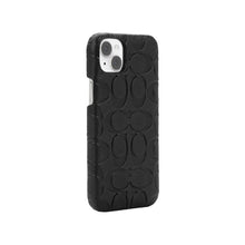 Coach iPhone 14 Plus Slim Wrap Case, Black Emboss Signature C Pebbled Leather