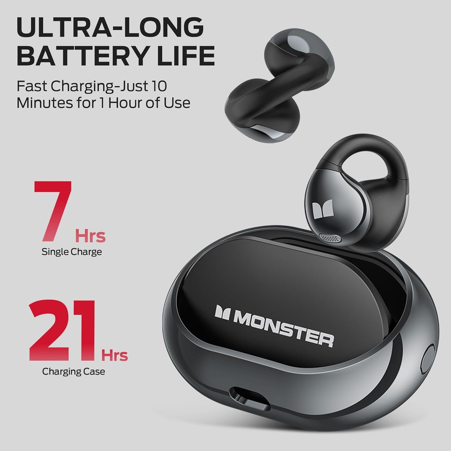 Monster Open Ear AC600 Air Conduction Bluetooth Headphones, Black