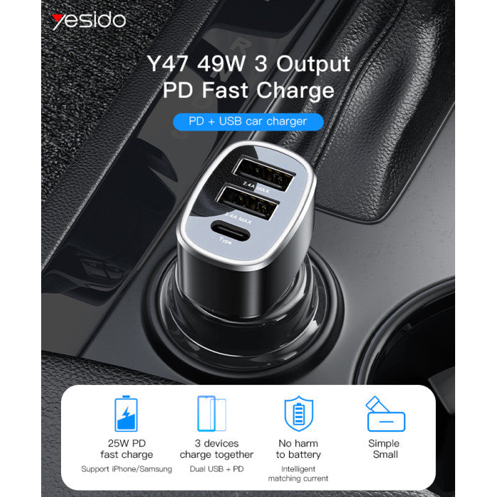 Yesido Y47 PD Output 25W Total 49W Car Charger