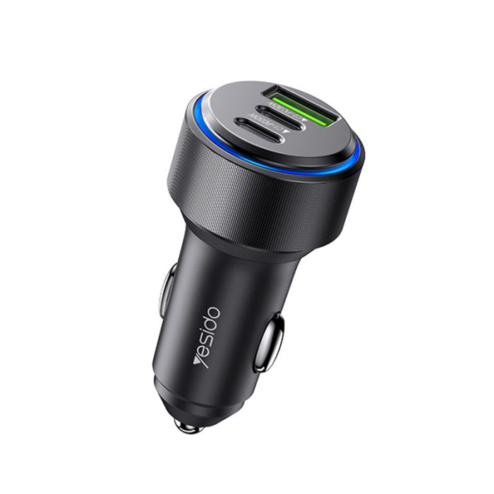 Yesido Y50 Dual USB-C 30W+USB-A QC3.0 17W Car Charger