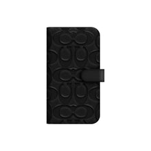 Coach iPhone 13 Leather Folio, Black Emboss Signature C Pebbled Leather